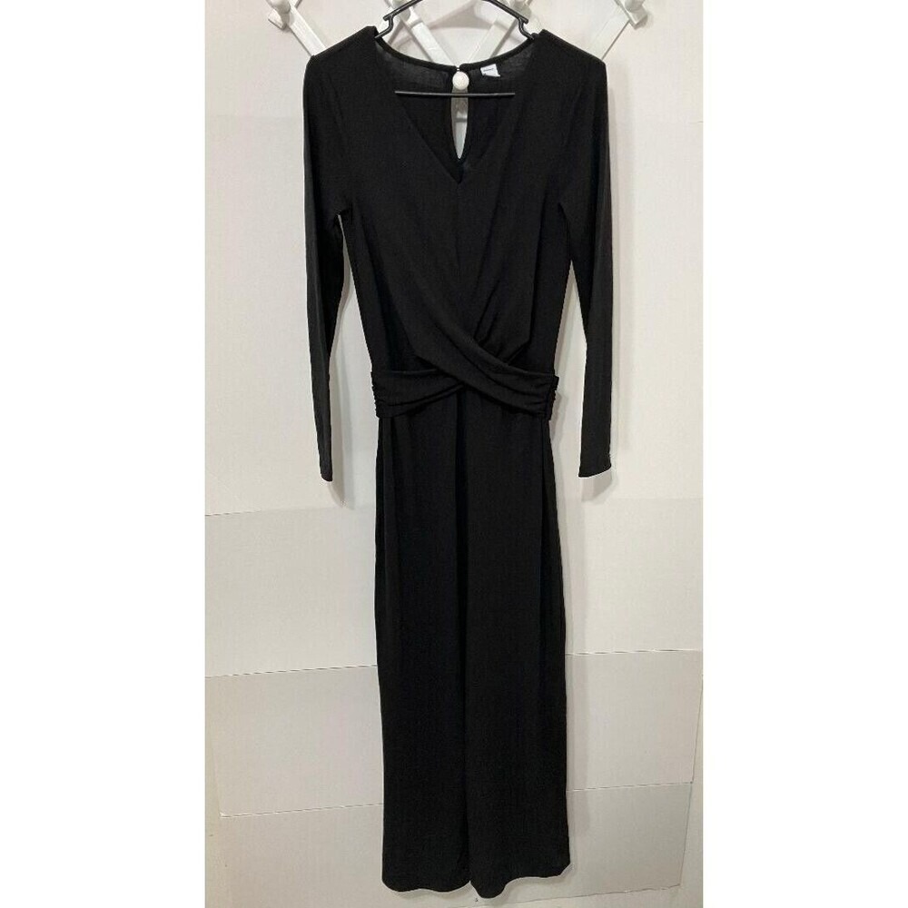 Old Navy Woman's Black Jumpsuit/Jumper Elegant  Faux Wrap Wide‎ Leg Size Small